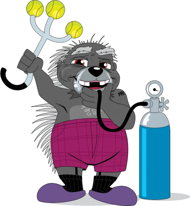 Wise Old Prick with his oxygen tank