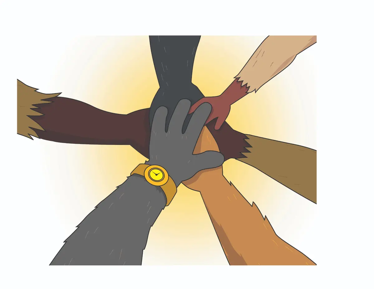 The Dam Rodents joining hands as a team